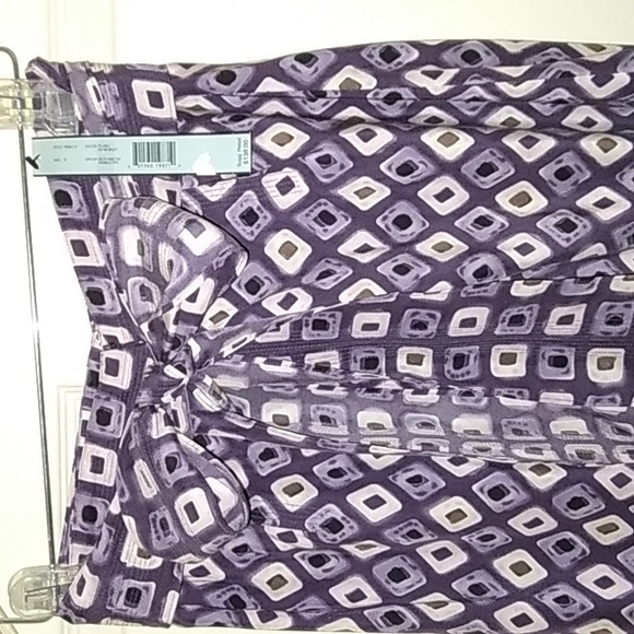 Perry Ellis silk Hobai skirt in plum multi pebble print sz 8 - Picture 2 of 10